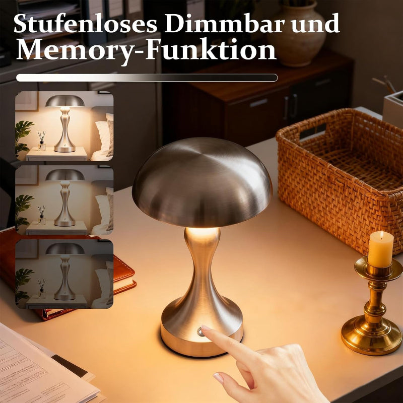 Tischlampe Kabellos Nachttischlampe Akku - LED Tischleuchte Touch Dimmbar Retro Vintage Lampe mit USB Aufladbar Nickel Batterie Tischlampen für Fensterbank Wohnzimmer Schlafzimmer - Homefire