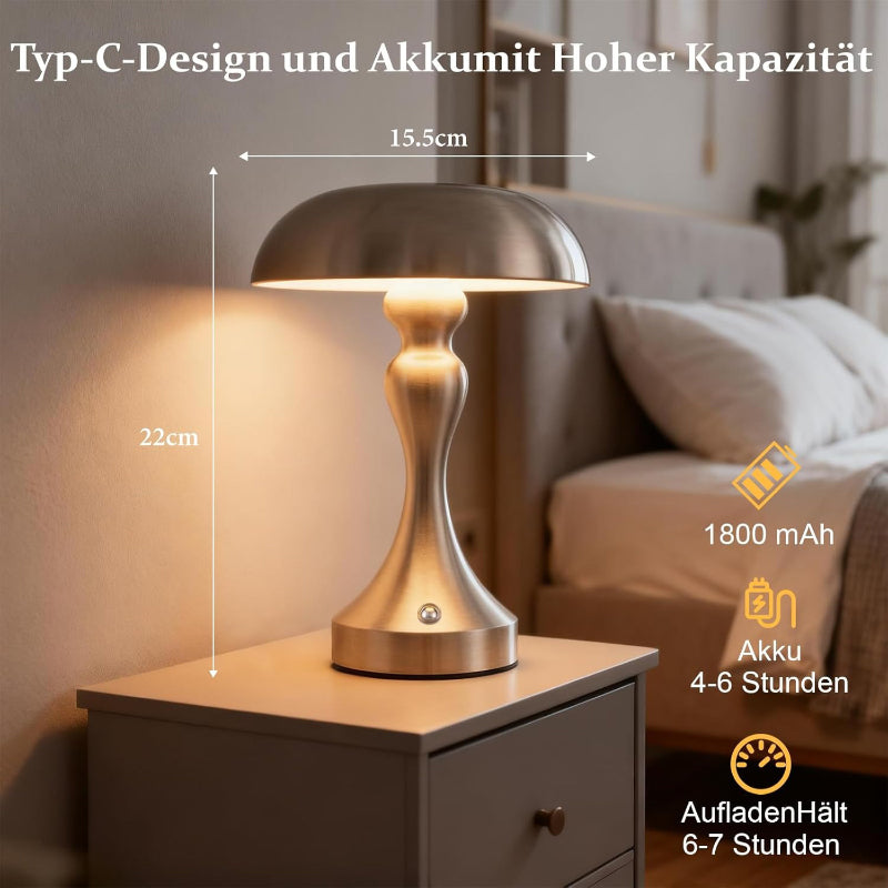 Tischlampe Kabellos Nachttischlampe Akku - LED Tischleuchte Touch Dimmbar Retro Vintage Lampe mit USB Aufladbar Nickel Batterie Tischlampen für Fensterbank Wohnzimmer Schlafzimmer - Homefire