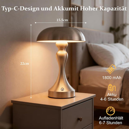 Tischlampe Kabellos Nachttischlampe Akku - LED Tischleuchte Touch Dimmbar Retro Vintage Lampe mit USB Aufladbar Nickel Batterie Tischlampen für Fensterbank Wohnzimmer Schlafzimmer - Homefire