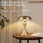 Tischlampe Kabellos Nachttischlampe Akku - LED Touch Dimmbar Tischleuchte Vintage USB Aufladbar Nachtlicht Tischlampen Gold Bronze Nachttischlampen ohne Kabel für Wohnzimmer Schlafzimmer - Homefire