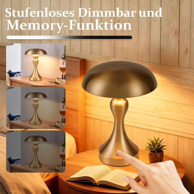 Tischlampe Kabellos Nachttischlampe Akku - LED Touch Dimmbar Tischleuchte Vintage USB Aufladbar Nachtlicht Tischlampen Gold Bronze Nachttischlampen ohne Kabel für Wohnzimmer Schlafzimmer - Homefire