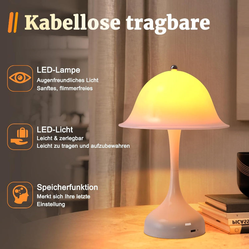 Tischlampe Kabellos Nachttischlampe LED - Akku Tischleuchte Dimmbar 2000K-6500K Touch Nachttischlampen USB Aufladbar Weiß Tischlampen Modern Design Tischleuchten für Schlafzimmer Esszimmer - Homefire