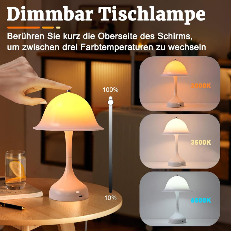 Tischlampe Kabellos Nachttischlampe LED - Akku Tischleuchte Dimmbar 2000K-6500K Touch Nachttischlampen USB Aufladbar Weiß Tischlampen Modern Design Tischleuchten für Schlafzimmer Esszimmer - Homefire