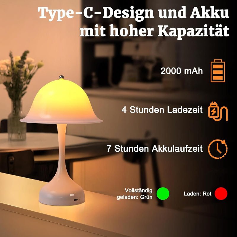Tischlampe Kabellos Nachttischlampe LED - Akku Tischleuchte Dimmbar 2000K-6500K Touch Nachttischlampen USB Aufladbar Weiß Tischlampen Modern Design Tischleuchten für Schlafzimmer Esszimmer - Homefire