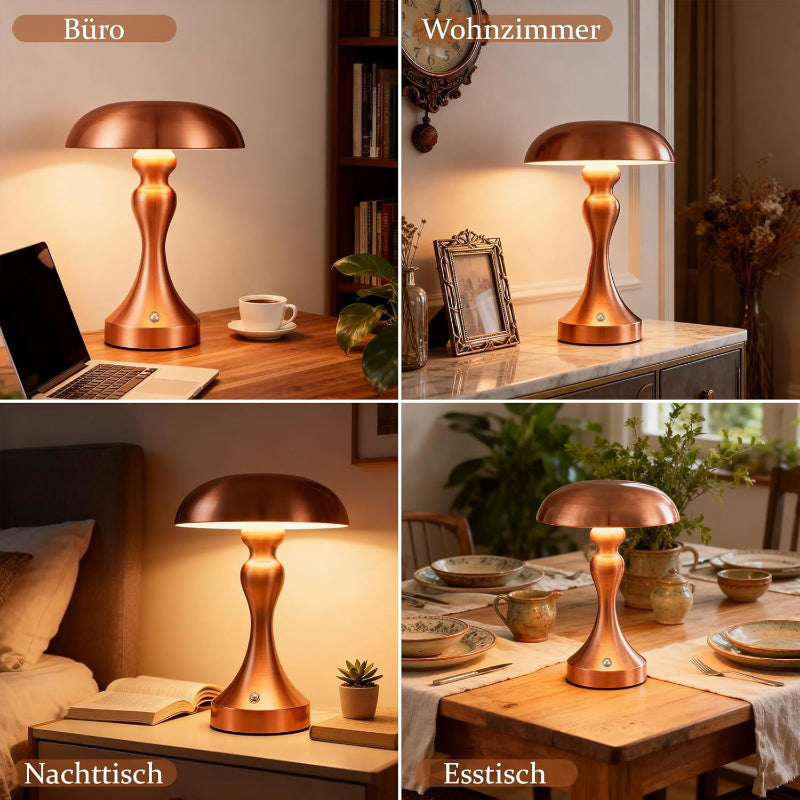Tischlampe Kabellos Nachttischlampe Touch - Akku Tischleuchte Dimmbar Vintage Tischlampen mit 3 Farbtemperatur USB-C Aufladbar Batterie Tischlampe für Schlafzimmer Esszimmer Büro - Homefire