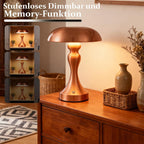 Tischlampe Kabellos Nachttischlampe Touch - Akku Tischleuchte Dimmbar Vintage Tischlampen mit 3 Farbtemperatur USB-C Aufladbar Batterie Tischlampe für Schlafzimmer Esszimmer Büro - Homefire