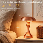 Tischlampe Kabellos Nachttischlampe Touch - Akku Tischleuchte Dimmbar Vintage Tischlampen mit 3 Farbtemperatur USB-C Aufladbar Batterie Tischlampe für Schlafzimmer Esszimmer Büro - Homefire