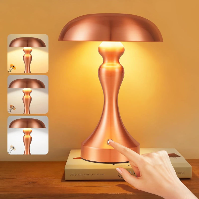 Tischlampe Kabellos Nachttischlampe Touch - Akku Tischleuchte Dimmbar Vintage Tischlampen mit 3 Farbtemperatur USB-C Aufladbar Batterie Tischlampe für Schlafzimmer Esszimmer Büro - Homefire