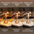 Tischlampe Kabellos Nachttischlampe Touch - Akku Tischleuchte Dimmbar Vintage Tischlampen mit 3 Farbtemperatur USB-C Aufladbar Batterie Tischlampe für Schlafzimmer Esszimmer Büro - Homefire